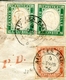 ANTICHI STATI IV SARDEGNA Lettera  COPPIA 5c Verde Smeraldo (rara Coppia) 40c Vermiglio Tenue Certificato BOTTACCHI 1856 - Sardinia