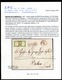 ANTICHI STATI IV SARDEGNA Lettera  Con Coppia Rarissima Del 5 C Verde Giallo Giallo Pisello  Certificato Cardillo 1855 - Sardegna