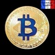 1 Pièce Plaquée OR ( GOLD Plated Coin ) - Bitcoin BTC ( Bleu ) - Other & Unclassified