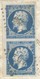 N°14(2) - 20 Centimes Bleu En Paire Verticale TB Margée Et Bdf Gauche  Obl; PC 293 Sur Lettre De BAYEUX Le 17 Août1857 + - 1853-1860 Napoléon III