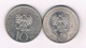 10 ZLOTY 1975+1976 POLEN /3832/ - Pologne