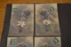 Carte Postale 1913 Femme Papillon Et Fleurs Série REX 4 Cartes - Femmes