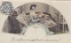CARTE FANTAISIE. PORTRAIT DE JEUNE FEMME DANS UN ÉVENTAIL . ANNEE 1905 - Femmes