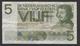 NETHERLANDS  5 Gulden 1966 Vondel 1 1 AF 073766 -  See The 2 Scans For Condition.(Originalscan ) - 5 Gulden