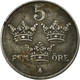 Monnaie, Suède, Gustaf V, 5 Öre, 1945, TB, Iron, KM:812 - Suède