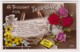 A Thought For Thursday Birthday Vintage Floral PC Posted Jersey With Message, Stamps - Birthday