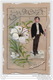 Carte En Celluloïd Peinte à La Main - Souvenir De Ma 1er Communion - Collage Communiant + Fleurs 20/07/1913 - Autres & Non Classés