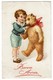 Carte Illustrateur Circulée En 1935 - Enfant Avec Ours En Peluche / Teddy Bear  - Bonne Année - 2 Scans - Spielzeug & Spiele