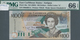 Delcampe - Antigua: Nice Group Of 4 Banknotes 100 Dollars ND(2003), P.46a, All In UNC And All PMG Graded 66 Gem - Other & Unclassified