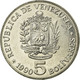 Monnaie, Venezuela, 5 Bolivares, 1990, TTB, Nickel Clad Steel, KM:53a.3 - Venezuela