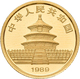 China - Volksrepublik - Anlagegold: Lot 2 Stück: 10 Yuan 1989, Goldpanda Sitzt, Bambus, KM# 223, Fri - China