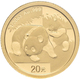 China - Volksrepublik - Anlagegold: 20 Yuan 2008, Goldpanda, KM# 1815, Friedberg B18. 1,56 G (1/20 O - China