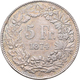 Schweiz: 5 Franken 1874 B (Bern), HMZ 2-1197 D, Divo 47, 24,93 G, Sehr Schön. - Otros & Sin Clasificación