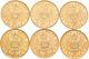 Preußen: Lot 6 Goldmünzen, Wilhelm II. 1888-1918: 20 Mark 1900 A / 1901 A / 1902 A / 1903 A / 1904 A - Goldmünzen