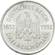 Weimarer Republik: 3 Reichsmark 1932 F, Johann Wolfgang V. Goethe, 100. Todestag, Jaeger 350, Vorzüg - Otros & Sin Clasificación