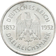 Weimarer Republik: 3 Reichsmark 1932 F, Johann Wolfgang V. Goethe, 100. Todestag, Jaeger 350, Vorzüg - Sonstige & Ohne Zuordnung