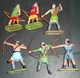 Rare Lot Soldats Plastique ELASTOLIN Germany Moyen-âge Archers En Boite OUGEN Archer - Militares