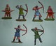 Delcampe - Rare Lot Soldats Plastique ELASTOLIN Germany Moyen-âge Archers En Boite OUGEN Archer - Army