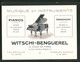 Vertreterkarte La Chaux-de-Fonds, Musique Et Instruments Witschi-Benguerel, 22 Rue Léopold Robert, Flügel - Unclassified