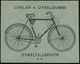 SCHWEDEN 1931 (11.10.) Reklame-Bf.: Svenska Stalbolaget Göteborg/CYCLAR.. = Rs. Fahrrad-Reklame (wie Immer Mittelfalte,  - Altri (Terra)