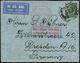 Dresden 1931 (8.8.) Großbrit. 4 P. George V., EF , Schw. 1K: LONDON/AIR MAIL + Roter Ra.2: MLb/Luftpostamt Dresden (Mi.F - Altri (Aria)