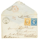 "Tarif BATIMENT De COMMERCE Pour La MARTINIQUE" : 1858 10c(n°13) + 20c(n°14) TTB Margés Obl. PC 658 + T.15 CAUSSADE Sur  - 1853-1860 Napoleon III