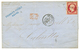 1858 80c CARMIN (n°17) TB Margé Obl. Sur Lettre Du HAVRE Pour CALCUTTA (INDES). TTB. - 1853-1860 Napoleon III