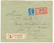 CASTELLORIZO : 1920 25c(n°40) + 1F MERSON (n°42) Obl. Sur Enveloppe RECOMMANDEE Pour SMYRNE. Timbres Trés Rares Sur Lett - Sonstige & Ohne Zuordnung