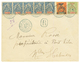 NLLES HEBRIDES : 1908 NLLE CALEDONIE 25c(x5) ° CINQUANTENAIRE 5c+ 40c Obl. PORT-VILA NLLES HEBRIDES Sur Env. RECOMMANDEE - Andere & Zonder Classificatie