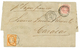 VENEZUELA : 1877 FRANCE 40c(n°38) Canc. PORTO-CABELLO + VENEZUELA 1R On Cover From PUERTO CABELLO To CARACAS. RARE Mixed - Venezuela