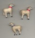 Lot De 3 Moutons , Sujets Pour Crèche - Corps Laineux - Figurine - 195...? - Jouets Anciens