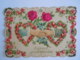 Mignonnette Ajourée Voeux Mains  Fleurs Roses En Tissu Relief Mignonette 11 X 7,5 Cm - Other & Unclassified