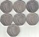 Ireland Collection Of 7x 50 Pence Coins 1970-1988 All Listed & Different - Ireland