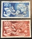Sarre 1950 Mi. 297-298 „EUROPARAT“ OBLIT DE COMPLAISANCE (Yv 277 + PA  13 Saar Saarland Saargebiet Europa-union - Oblitérés
