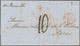 China: 1854, "PAID AT HONGKONG" Red Crown Circle Cancel, Black Tax "10" And Red Double Circle Handst - Other & Unclassified