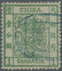 China: 1878, Large Dragon Thin Paper 1 Ca. Green, Canc. Blue Seal "Pe(king), Michel Cat. 420.-. - Autres & Non Classés