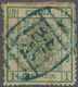 China: 1885, Large Dragon Rough Perfs. 1 Ca. Light Green, Canc. Full Strike Blue Seal "Peking", Part - Otros & Sin Clasificación