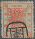China: 1878, Large Dragon Thin Paper 3 Ca. Vermilion, Canc. Seal "(Tien)tsin", Interesting Blind Per - Autres & Non Classés