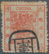 China: 1878, Large Dragon Thin Paper 3 Ca. Vermilion, Canc. Seal "(Tien)tsin", Interesting Blind Per - Andere & Zonder Classificatie