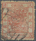 China: 1885, Large Dragon Rough Perfs. 3 Ca. Red, Canc. Indistinct Large Seal (Michel Cat. 350.-). - Otros & Sin Clasificación