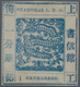 China - Shanghai: 1865, Large Dragon 1 Ca. Blue, Non-seriff, On Thin Paper, All Sides Full Margins, - Sonstige & Ohne Zuordnung