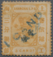 China - Shanghai: 1875, 1 Ca. Blue On 3 C. Yellow Orange, Centered To The Left, Unused Mounted Mint, - Sonstige & Ohne Zuordnung