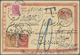 China - Ganzsachen: 1898, ICP Reply Card 1 C. Reply Part Uprated Coiling Dragon 1 C., 2 C. Tied "TIE - Cartes Postales