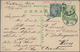 China - Ganzsachen: 1908, Card Square Dragon 1 C. Green Uprated Coiling Dragon 3 C. Green Canc. "CHI - Postales