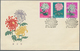 Delcampe - China - Volksrepublik: 1960/61, Chrysanthemums (S44), Complete Set Of 18 Used On 6 Official FDCs, Ti - Sonstige & Ohne Zuordnung