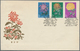 Delcampe - China - Volksrepublik: 1960/61, Chrysanthemums (S44), Complete Set Of 18 Used On 6 Official FDCs, Ti - Sonstige & Ohne Zuordnung