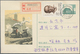 China - Volksrepublik - Ganzsachen: 1957/58, "artist Envelopes" 8 F. Green Uprated 8 F. For Registra - Postales