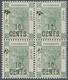 Hongkong: 1898 10c. On 30c. Grey-green, With Chinese Characters, BLOCK OF 4, Mint With Hinge At Top - Other & Unclassified
