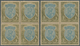 Indien: 1926-33 KGV. 15r. Blue & Olive Two Blocks Of Four, One With Wmk Mult Star Upright, The Other - 1852 Provinz Von Sind