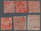 Indien - Feudalstaaten: JAMMU & KASHMIR 1868/77: Six Singles Of ½a. Red And 1a. Red In Water Colour - Other & Unclassified